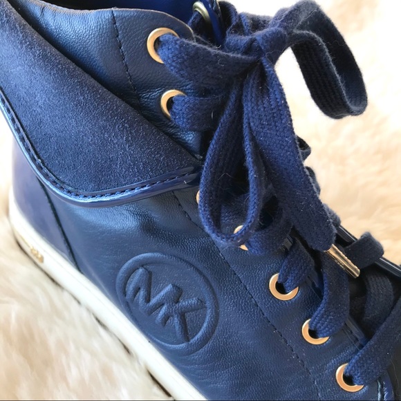 MICHAEL KORS Blue High Top Leather Sneakers - Picture 5 of 14
